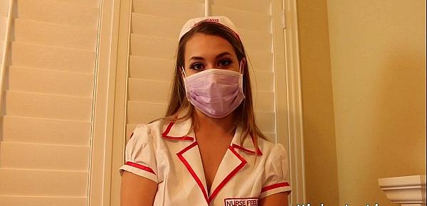  Nurse Kimber Lee Gives Handjob in her Purple Latex Gloves!